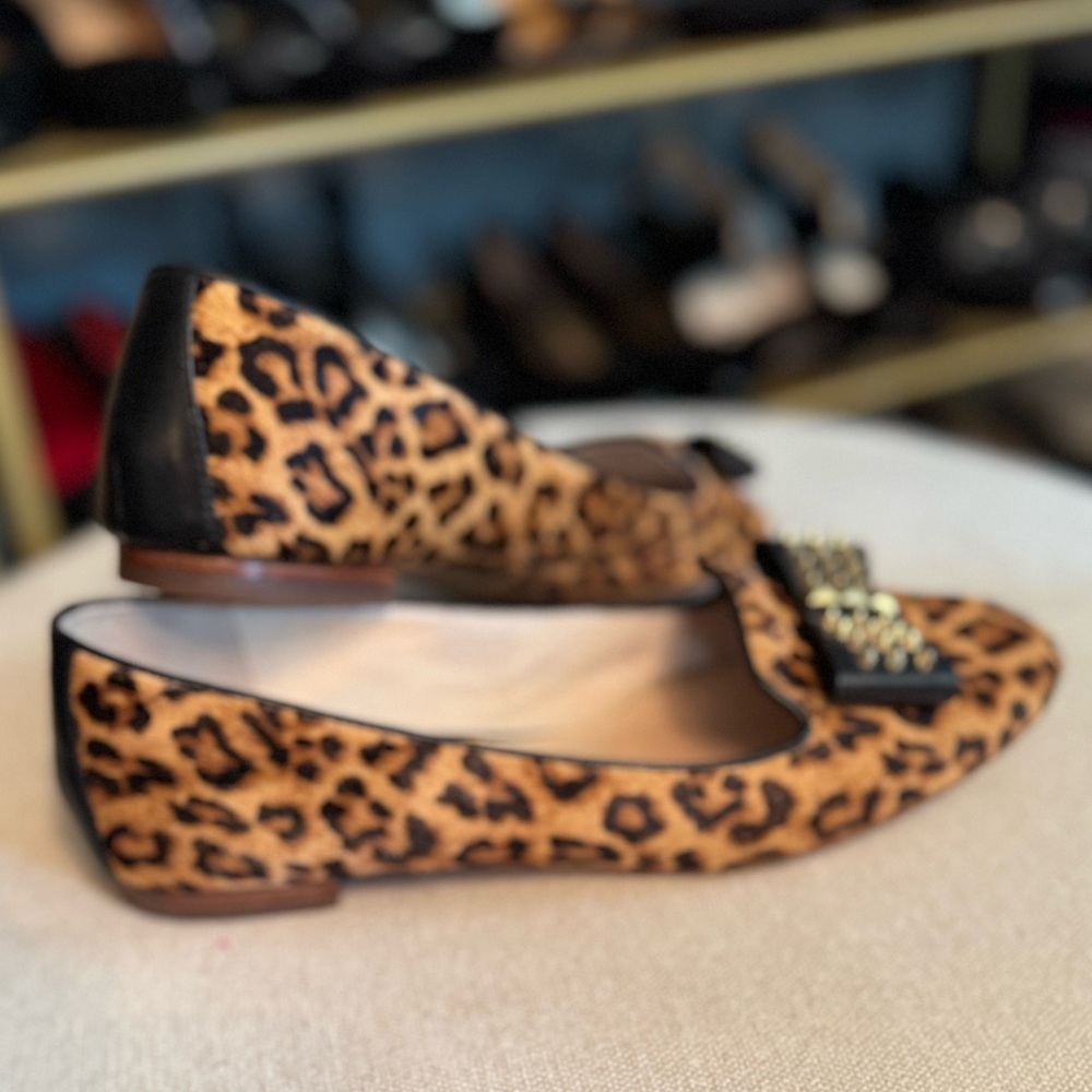 Michael Kors Devin Cheetah Print Ballet Flat with Studded Bows - Picture 3 of 9